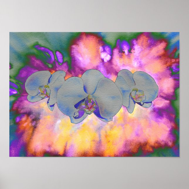 Farbige abstrakte Orchideenmalerei Poster (Vorne)