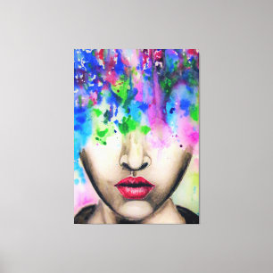 Farbige Abstrakte Paint Face Canvas drucken Leinwanddruck
