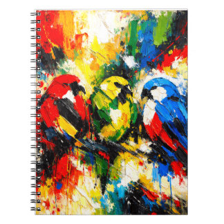 Farbige abstrakte Papageien tropische Vögel Kunst  Notizblock