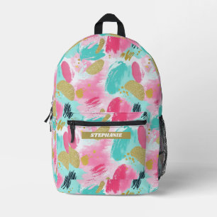 Farbige Abstrakte Pinselstriche - Minze & Rosa (1) Bedruckter Rucksack