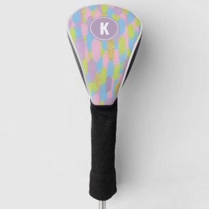 Farbige Abstrakte Pinselstriche Muster Monogramm Golf Headcover