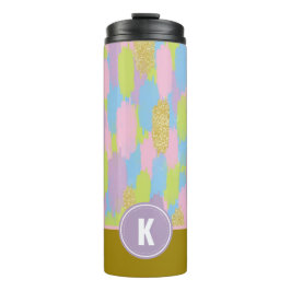 Farbige Abstrakte Pinselstriche Muster Monogramm Thermosbecher