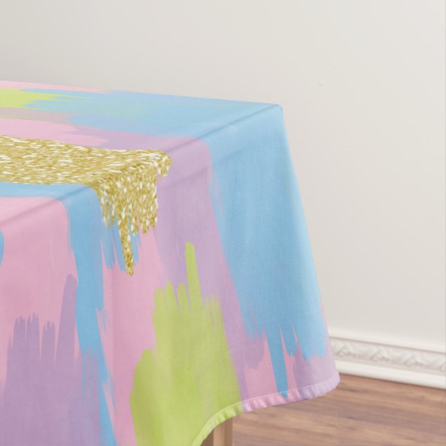 Farbige Abstrakte Pinselstriche Muster Monogramm Tischdecke (Beispiel)