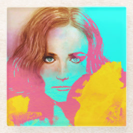 Farbige Abstrakte Pop Frau, Untersetzer aus feinem