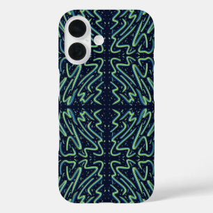 Farbige abstrakte psychedelische Stringy Pointed K iPhone 16 Hülle