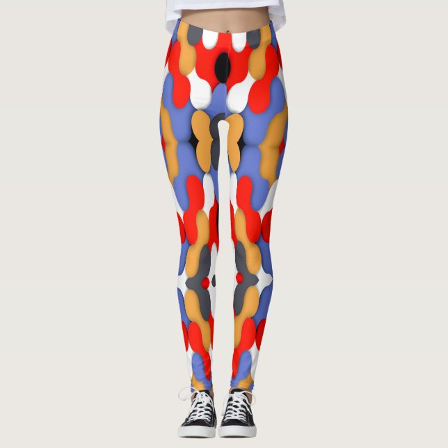 Farbige abstrakte Puzzle-Muster Leggings (Vorderseite)