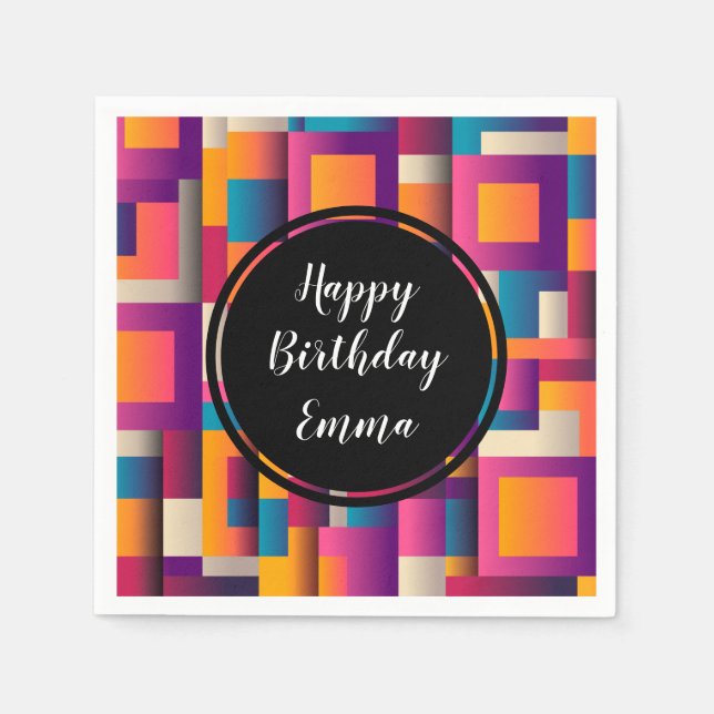 Farbige Abstrakte Quadrate und Formen Serviette (Vorderseite)