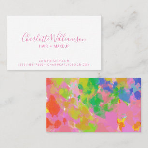 Farbige abstrakte Regenbogenmalerei rosa Schrift Visitenkarte