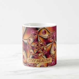 Farbige abstrakte rote orange Fantasy-Fraktal-Text Kaffeetasse