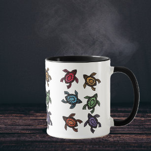 Farbige Abstrakte Schildkröten Kaffee Tasse