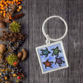 Farbige Abstrakte Schildkröten Schlüsselanhänger