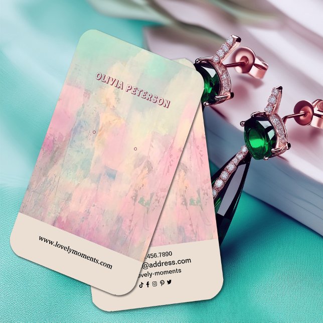 Farbige Abstrakte Schmuckkarte Visitenkarte (Colorful Abstract jewelry earring display card, #AbstractWatercolor #earringholder #abstract)