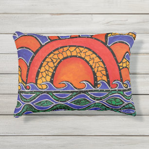 Farbige Abstrakte Sonnenuntergang Kissen Für Draußen