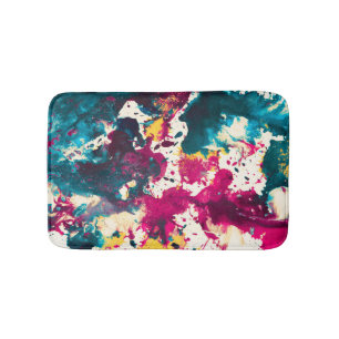 Farbige Abstrakte Spritzer Paint Aquamarin und Mag Badematte