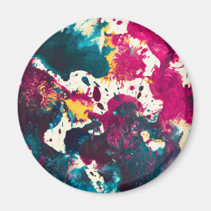Farbige Abstrakte Spritzer Paint Aquamarin und Mag Magnet