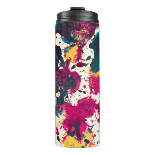 Farbige Abstrakte Spritzer Paint Aquamarin und Mag Thermosbecher