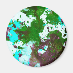 Farbige Abstrakte Spritzer Paint Green und Lila Magnet