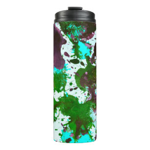 Farbige Abstrakte Spritzer Paint Green und Lila Thermosbecher