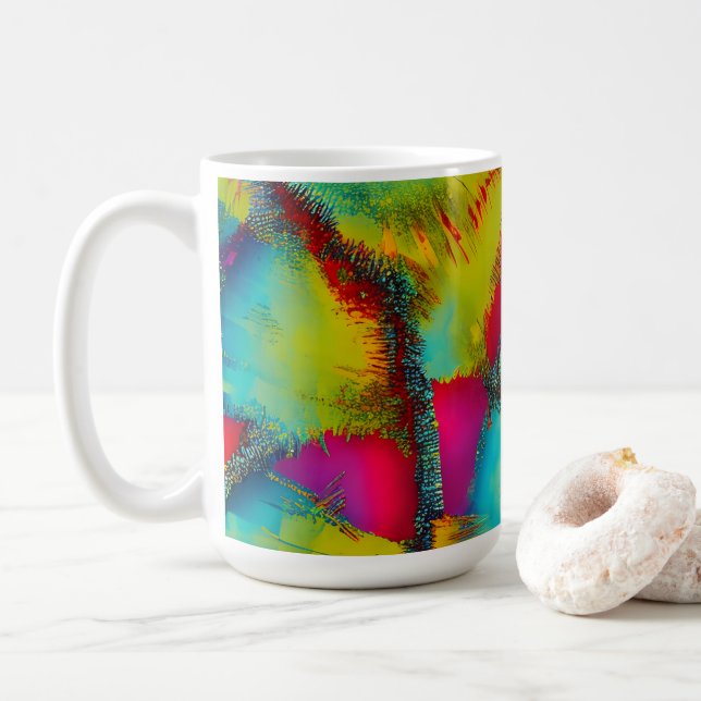 Farbige abstrakte Stichmuster  Kaffeetasse (Mit Donut)