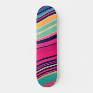 Farbige Abstrakte Streifenwellen-Design Skateboard