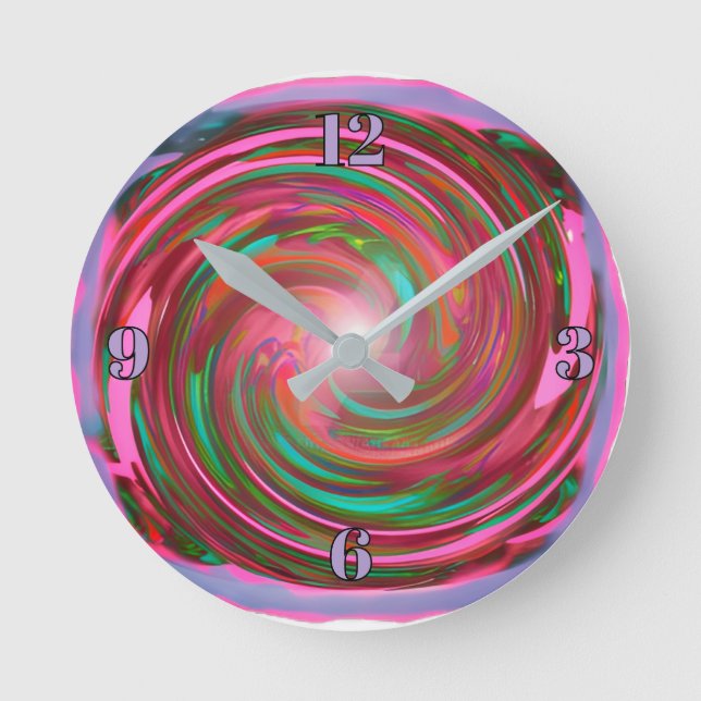 Farbige, Abstrakte Swirl-Design-Uhr Runde Wanduhr (Vorderseite)