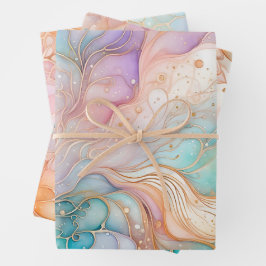 Farbige Abstrakte Tinte Art Wrapping Paper Sheets Geschenkpapier Set