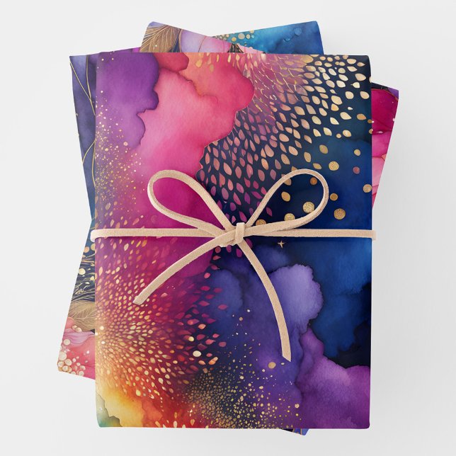 Farbige Abstrakte Tinte Art Wrapping Paper Sheets Geschenkpapier Set (Von Creator hochgeladen)