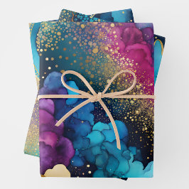 Farbige Abstrakte Tinte Art Wrapping Paper Sheets Geschenkpapier Set