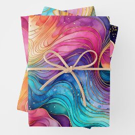 Farbige Abstrakte Tinte Art Wrapping Paper Sheets Geschenkpapier Set