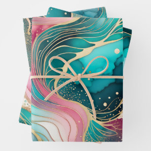 Farbige Abstrakte Tinte Art Wrapping Paper Sheets Geschenkpapier Set