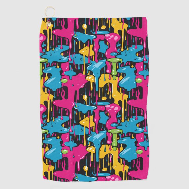 Farbige Abstrakte Tropfen (1) Golfhandtuch (Vorderseite)