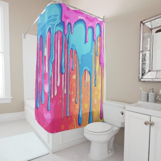 Farbige Abstrakte Tropfen (4) Duschvorhang (Beispiel)