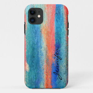 Farbige Abstrakte Vintage Holzkörnchen #3 iPhone 11 Hülle