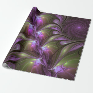 Farbige abstrakte violette lila Khaki-Fraktalkunst Geschenkpapier