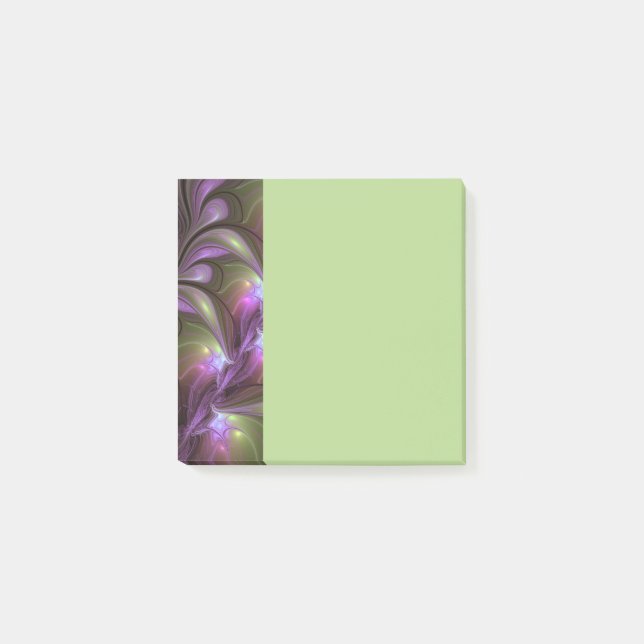 Farbige abstrakte violette lila Khaki-Fraktalkunst Post-it Klebezettel (Vorderseite)
