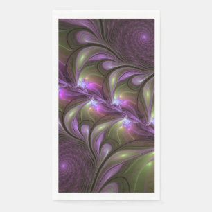 Farbige abstrakte violette lila Khaki-Fraktalkunst Serviette