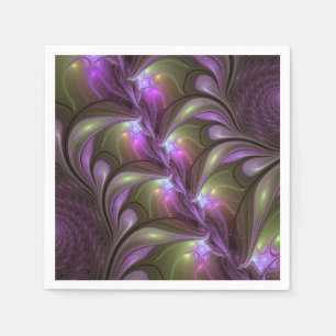 Farbige abstrakte violette lila Khaki-Fraktalkunst Serviette