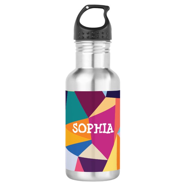 Farbige Abstrakte Wasserflasche mit Name Edelstahlflasche (Vorderseite)