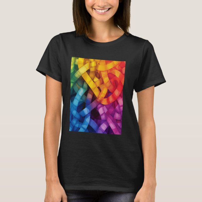 Farbige abstrakte Webkunst T-Shirt (Vorderseite)