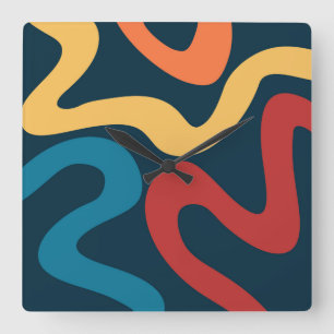 Farbige abstrakte Wellen Quadratische Wanduhr