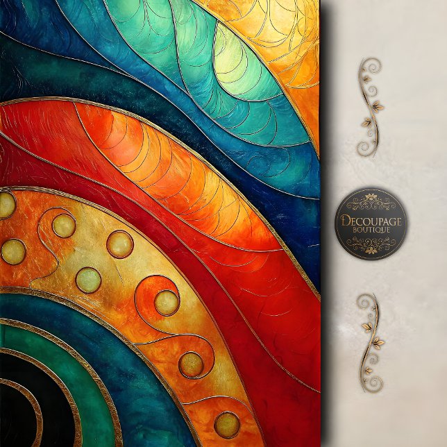 Farbige abstrakte Wellendekoupage Seidenpapier (Colorful Abstract Wave Decoupage Tissue Paper)