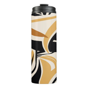 Farbige abstrakte Wellenmuster auf Beige. VINTAG I Thermosbecher