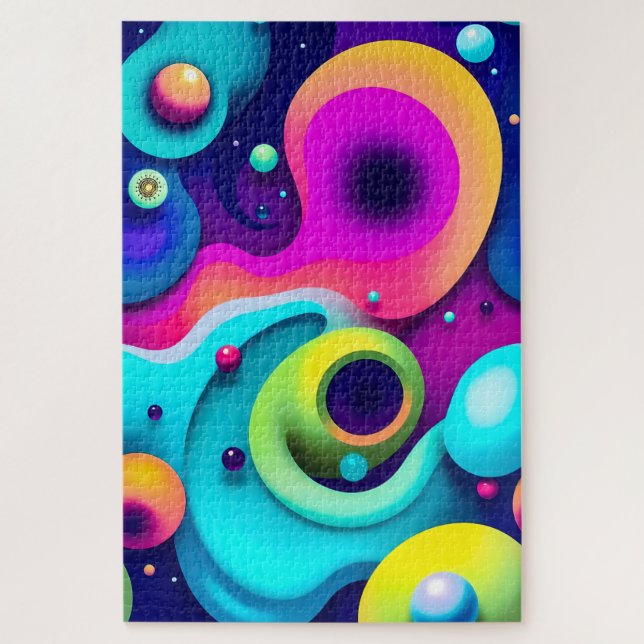 Farbige Abstrakte Wirbel - Moderne Kunst Puzzle (Vertikal)