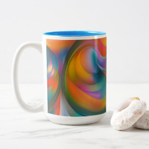 Farbige Abstrakte Wirbel Orange Blue Green Pink Zweifarbige Tasse