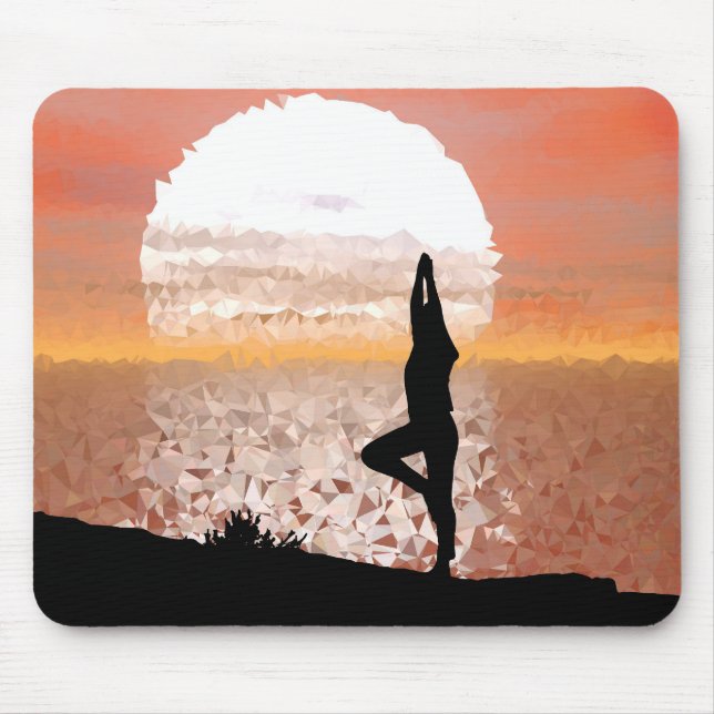 Farbige Abstrakte Yoga-Pose mit heller Sonne Mousepad (Vorne)