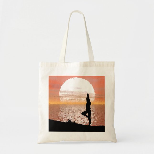 Farbige Abstrakte Yoga-Pose mit heller Sonne Tragetasche (Vorne)