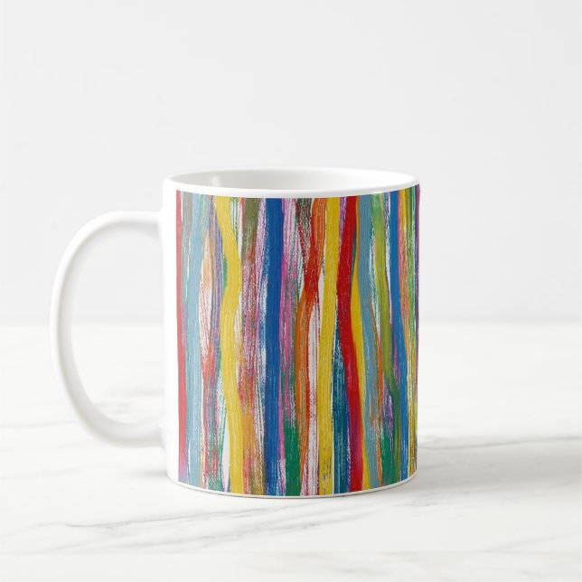 Farbige Abstraktion: Digitale Ölgemälde-Linien Kaffeetasse (Links)