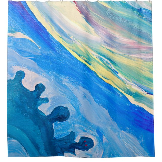 Farbige Acrylmalerei, texturierter Hintergrund. Duschvorhang (Vorderseite)