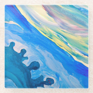 Farbige Acrylmalerei, texturierter Hintergrund. Glasuntersetzer