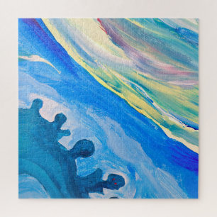Farbige Acrylmalerei, texturierter Hintergrund. Puzzle